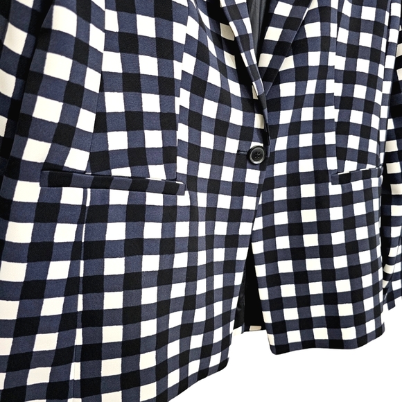 Nwot Banana Republic Dark Navy Black/White Gingham Collared Blazer - Picture 9 of 17